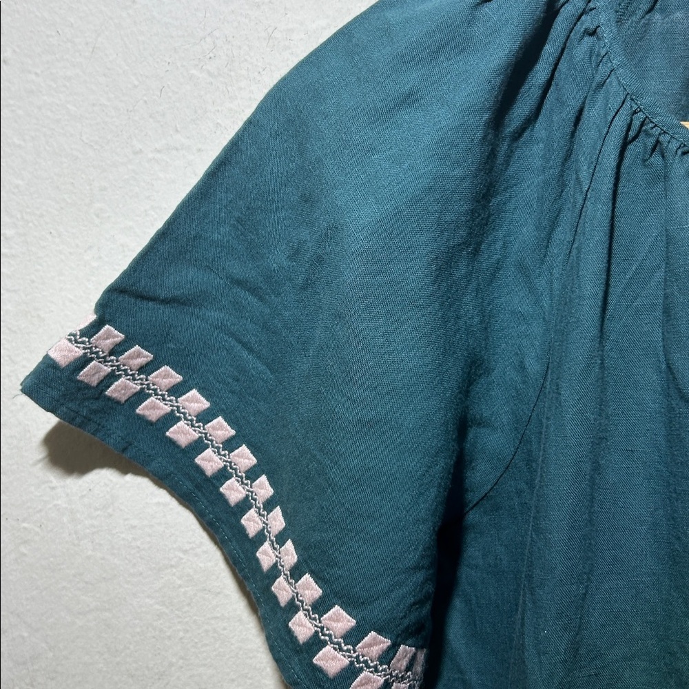 Madewell Embroidered Linen-Blend Flutter-Sleeve Mini Dress Size Medium NWT - Picture 8 of 9